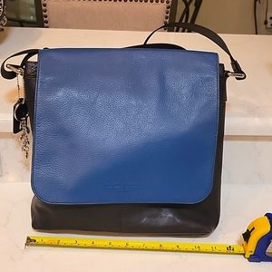 Coach black and blue leather messenger/shoulder purse